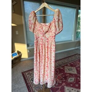 ASTR The Label Floral Midi Dress Cottagecore Puff Sleeve Party